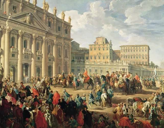 Charles de Bourbon visiting Pope Benedict XIV at St Peter